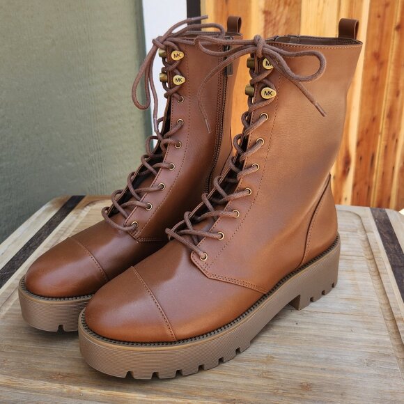 NWOB Michael Michael Kors Bryce Leather Platform Combat Boot - Picture 1 of 5